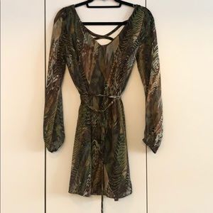 Pookie and Sebastian sheer sleeve dress